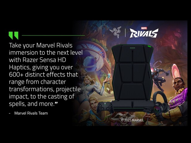 Razer Sensa HD haptics bieden honderden meeslepende effecten tijdens het spelen van Marvel Rivals. (Afbeeldingsbron: Razer via X)