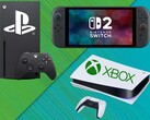 Xbox, PS5 en Switch 2 consoles getoond met logo's (bron: Xbox Gaming, Sony PlayStation, Nintendo of America met bewerkingen)