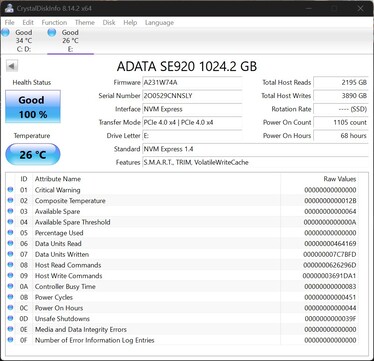 De ADATA SE920 ondersteunt PCIe 4.0 x4