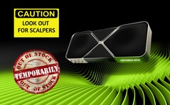 De GeForce RTX 5090 en RTX 5080 gaming GPU's zijn obsceen moeilijk te krijgen, voorlopig althans. (Afbeeldingsbron: Nvidia, bewerkt)