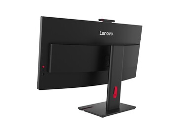 Achterkant van de Lenovo ThinkVision T34WD-monitor. 