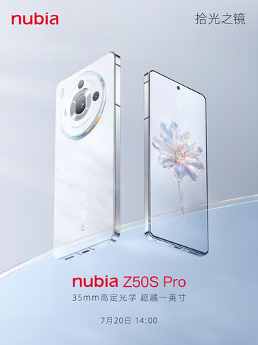 Nubia toont één versie van de Z50S Pro voorafgaand aan het debuut op 20 juli 2023...