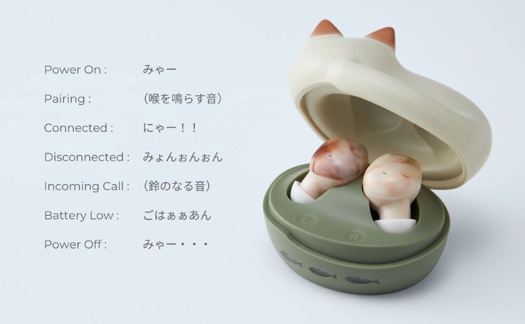De Neko HP-C28BT oordopjes miauwen verschillende zinnen in het Japans als een anime kat om inputs te bedienen. (Afbeeldingsbron: Radius)