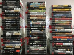 Een verzameling fysieke PS3-games afgebeeld