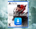 De PS5-doos van Final Fantasy 7 Revelation, afgebeeld met een downloadpictogram