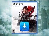 De PS5-doos van Final Fantasy 7 Revelation, afgebeeld met een downloadpictogram