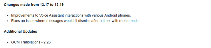 De release notes voor Garmin live software versie 13.19 voor de Venu 3 smartwatches. (Afbeeldingsbron: Garmin)