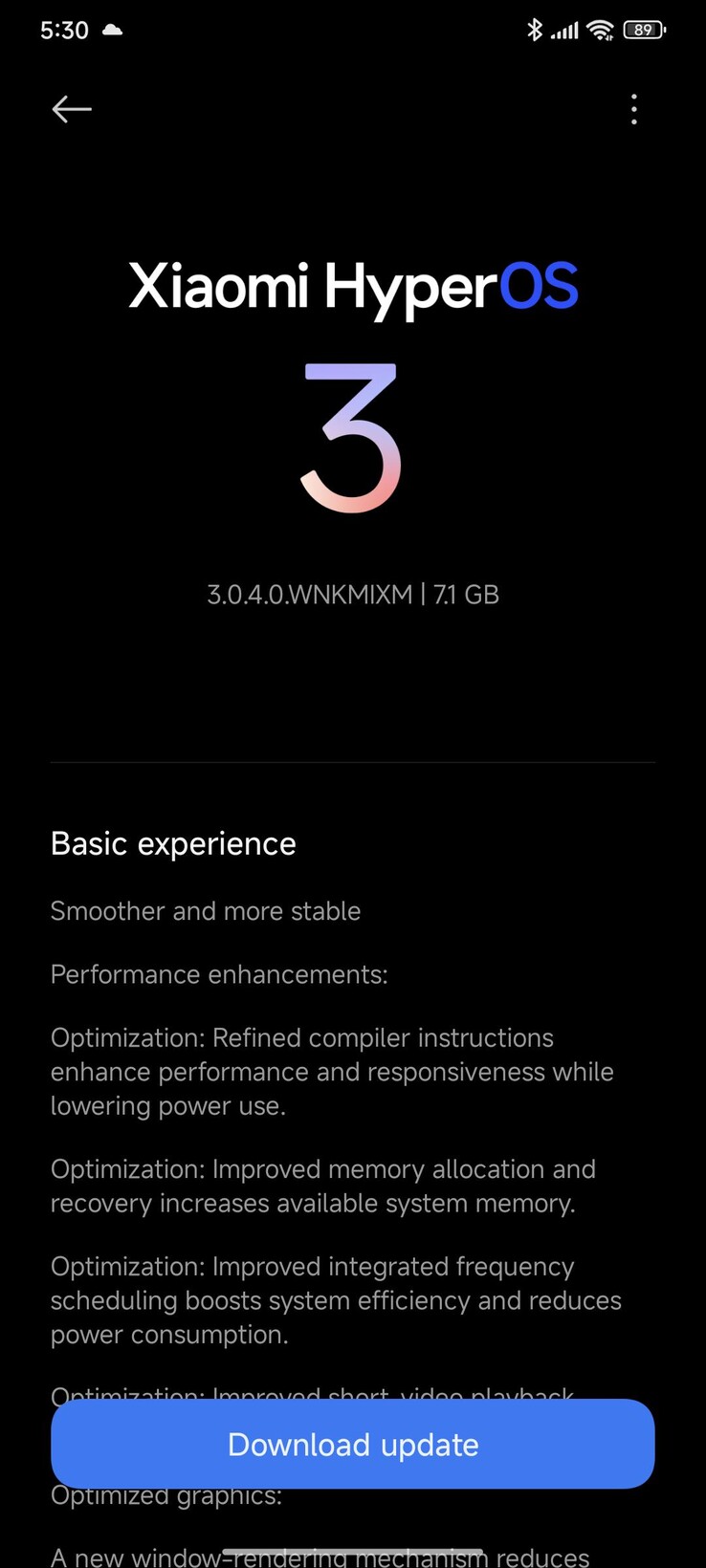 HyperOS 3 OTA op Poco F6 Pro (afbeeldingsbron: u/waelabdrabbo via Reddit)