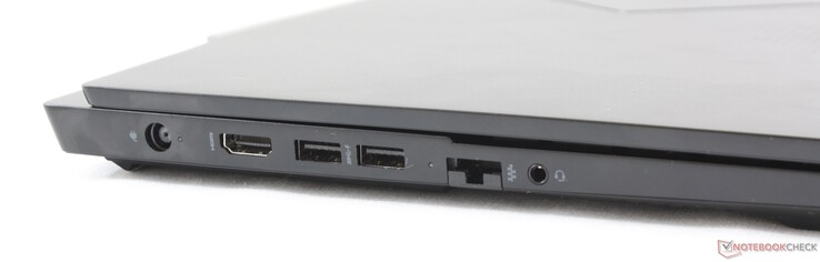 Links: AC-voeding, HDMI 2.0, 2x USB 3.1 Type-A, Gigabit RJ-45, 3.5-mm combo-audio