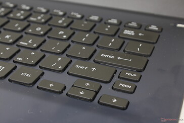 De Shift-, PgUp- en PgDn-toetsen zijn veel kleiner en sponziger dan op de meeste andere laptops