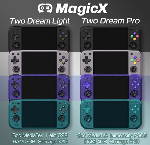 De MagicX Two Dream Light en Two Dream Pro zullen elk verkrijgbaar zijn in vier kleuren.