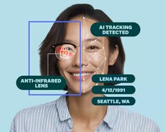 De roze-gekleurde Zenni Optical ID Guard brilcoating helpt bij het blokkeren van gezichtsbeveiligingsbedreigingen door volledige gezichtsscans tegen te houden. (Afbeeldingsbron: Zenni Optical)
