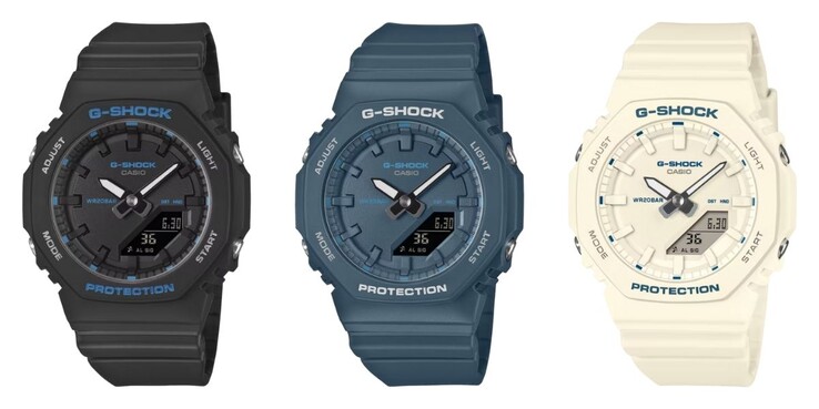 Van links naar rechts: de Casio G-Shock GMA-P2100BA-1A, GMA-P2100BA-2A en GMA-P2100BA-7A horloges. (Afbeeldingsbron: Casio)