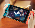 Proton 11.0-Beta 1 is nu beschikbaar. Afgebeeld: een bewerkte promofoto van de Switch 1 met Steam.