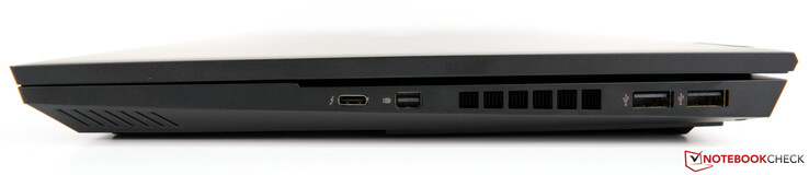 Rechts: USB Type-C met Thunderbolt 3 (40 Gb/s), Mini DisplayPort, ventilatiesleuf, 2x USB 3.1 Gen. 1