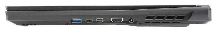 Rechterzijde: USB 3.2 Gen 1 (Type-A), Thunderbolt 4 (Type-C; DisplayPort, Power Delivery), Mini DisplayPort 1.4, HDMI 2.1, stroomvoorziening