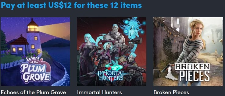 Decoratieve afbeelding. Het tweede niveau bevat 12 items (Afbeeldingsbron: Humble Bundle)