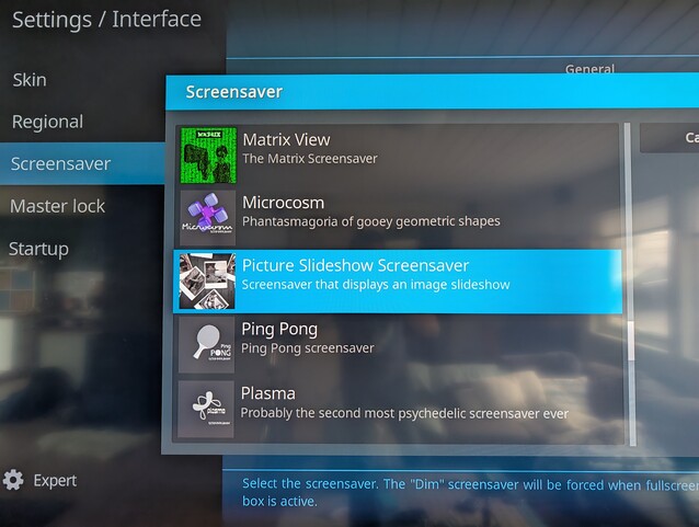 Kodi is een gemakkelijke manier om een schermbeveiliging met afbeeldingen in te stellen op uw Android TV, maar u moet het wel aan laten staan om de schermbeveiliging te activeren (Afbeelding Bron: Notebookcheck)