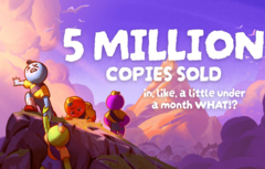 Afgebeeld - de afbeelding gedeeld door Aggro Crab&#039;s X account om te vieren dat er 5 miljoen exemplaren zijn verkocht. (Afbeeldingsbron: @Aggro Crab op X/Twitter)