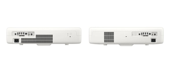 De Premiere 7 (links) en de Premiere 9 (rechts) hebben hetzelfde aantal poorten. (Afbeeldingsbron: Samsung - bewerkt)