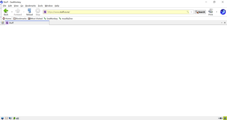 Versie 2.53.22: Stuff.co.nz wordt helemaal niet geladen, in tegenstelling tot de op Firefox 128 gebaseerde 2.53.21 (Afbeeldingsbron: Screenshot - Notebookcheck)