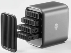 De Aoostar Pro heeft een metalen behuizing met wat een magnetisch voorpaneel lijkt te zijn. (Afbeeldingsbron: Aoostar)