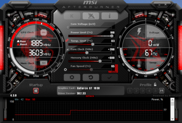 MSI Afterburner with overclocking clock speeds