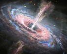 Een illustratie van een ver sterrenstelsel met een actieve quasar in het centrum. (Afbeeldingsbron: Nasa, ESA et J. Olmsted - STScI)