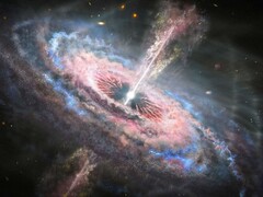 Een illustratie van een ver sterrenstelsel met een actieve quasar in het centrum. (Afbeeldingsbron: Nasa, ESA et J. Olmsted - STScI)