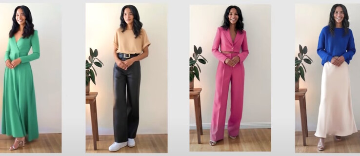 De Doppl-app gebruikt AI om de gebruiker aan te kleden met de geselecteerde kleding, waarbij de pasvorm en drapering in bewegende video's wordt gesimuleerd. (Afbeeldingsbron: Google Labs)