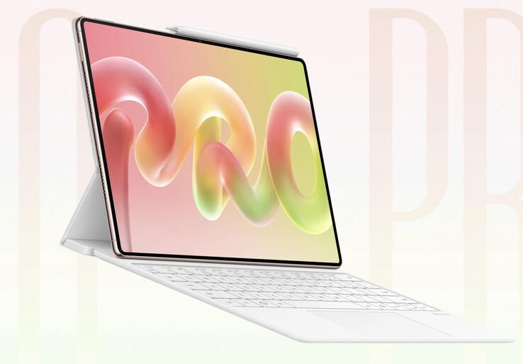 De MatePad Pro met toetsenbord en stylus als accessoires.
