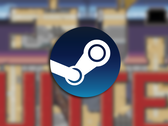 Een screenshot van de gametrailer met het Steam-logo erbovenop.