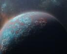 Een illustratie van een kunstenaar met een exoplaneet.