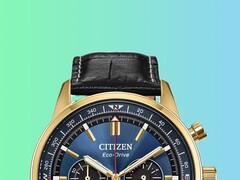 De nieuwe Racing Chronograph van Citizen combineert een blauwe wijzerplaat met een goudkleurige kast.