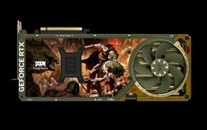 Er staat een Doom: The Dark Ages-afbeelding op de achterplaat van de grafische kaart. (Afbeeldingsbron: Asus/Bethesda)