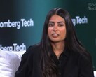 Een screengrab van Xbox CEO Asha Sharma in gesprek met Bloomberg