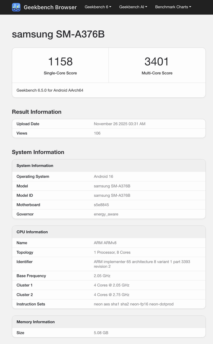 (Afbeeldingsbron: Geekbench)