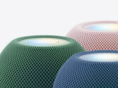 De HomePod mini 2 in drie van zijn vijf introductiekleuren.