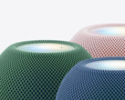 De HomePod mini 2 in drie van zijn vijf introductiekleuren.