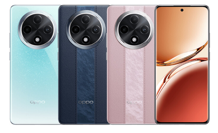 Oppo verkoopt de A3 Pro in de kleuropties Azure, Distant Mountain Blue en Yunjin Powder. (Afbeeldingsbron: Oppo)