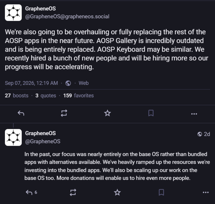 GrapheneOS ontwikkelt een eigen Gallery-app en toetsenbord