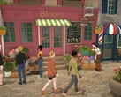 Parafolk verkennen een stadsplein in Paralives' Early Access build.