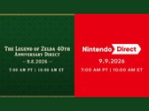 De data voor de aankondiging van het 40-jarig jubileum van The Legend of Zelda en Nintendo Direct naast elkaar