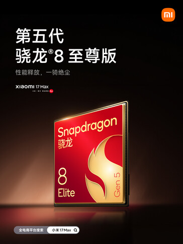 De Snapdragon 8 Elite Gen 5-chipset drijft de Xiaomi 17 Max aan.
