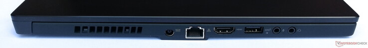 Links: Voeding, Gigabit LAN, HDMI, 1x USB 3.1 Gen 2, 1x 3.5-mm-microfoon, 1x 3.5-mm-koptelefoon