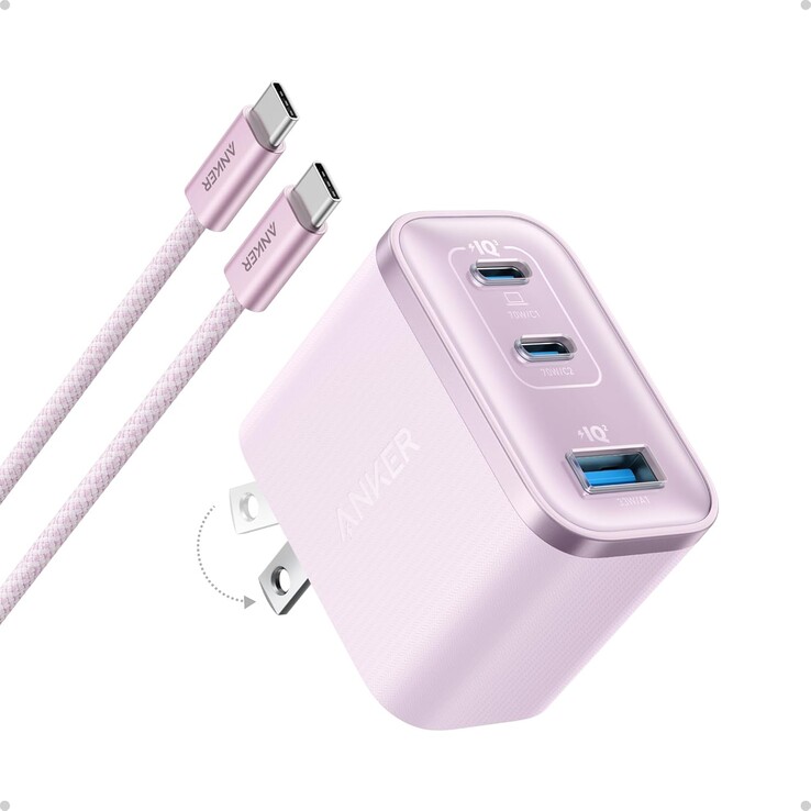 De Amerikaanse versie van de Anker Nano Charger (70W, 3 Ports) in roze. (Afbeelding bron: Anker)