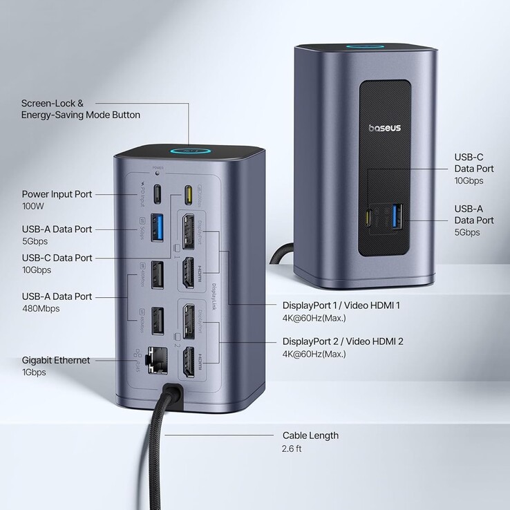 Het Baseus Nomos NU1 Air Spacemate 12-in-1 Docking Station. (Afbeeldingsbron: Baseus)