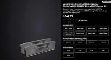 Corsair Vengeance 64GB DDR5 RAM kit vorige prijs. (Afbeelding Bron: web.archive)