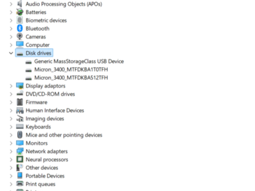 Vóór de hack worden de SSD's vermeld onder 
