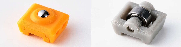 De Elecom 5-kogelwals (L) en de Elecom lineaire wals (R).